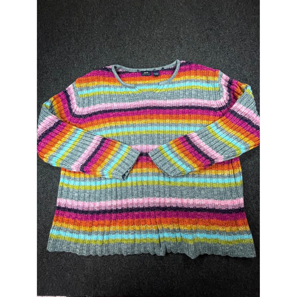 VTG Bailey's Point Sweater Women's 22/24W Multicolor Striped Acrylic Tight Knit